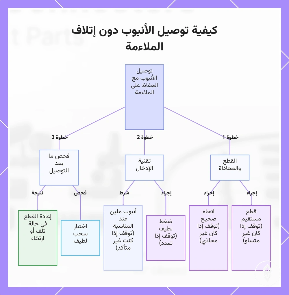 كيفية توصيل الأنبوب دون إتلاف الملاءمة