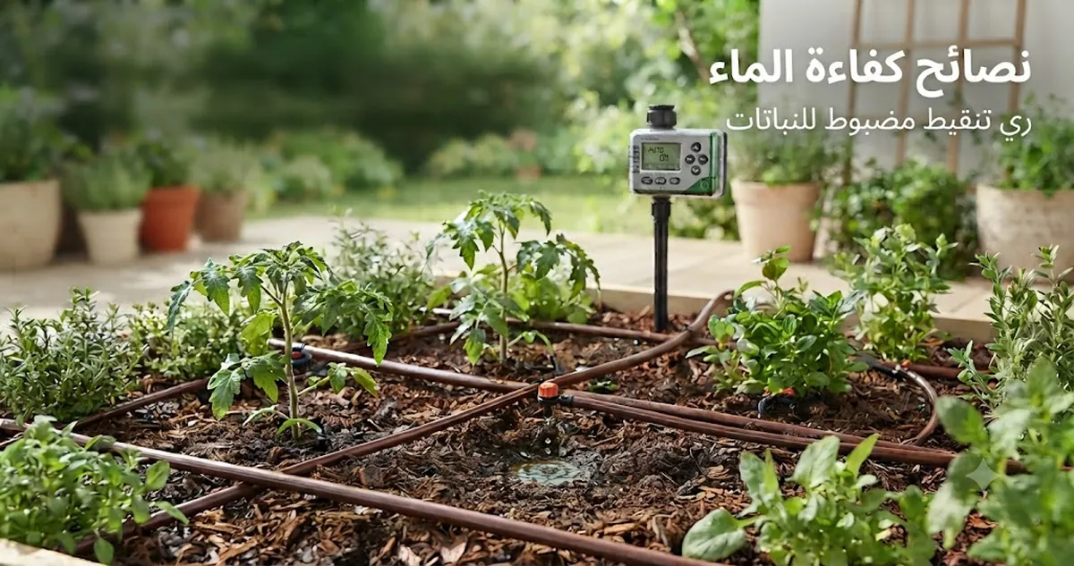 طقم ري تلقائي يوزع ري تنقيط مضبوطا على النباتات لاستخدام الماء بكفاءة