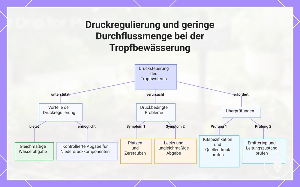 Druckregulierung und geringe Durchflussmenge bei der Tropfbewässerung