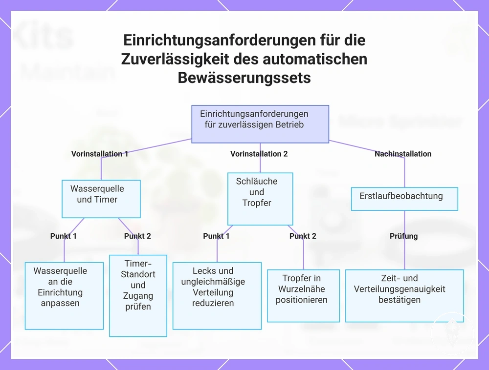 Einrichtungsanforderungen für die Zuverlässigkeit des automatischen Bewässerungssets