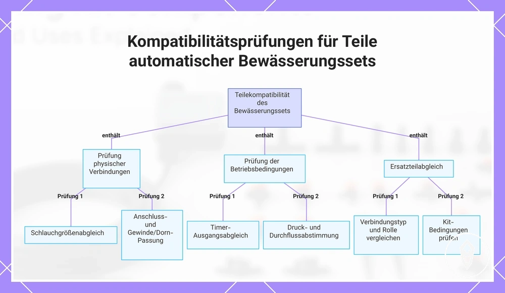 Kompatibilitätsprüfungen für Teile automatischer Bewässerungssets