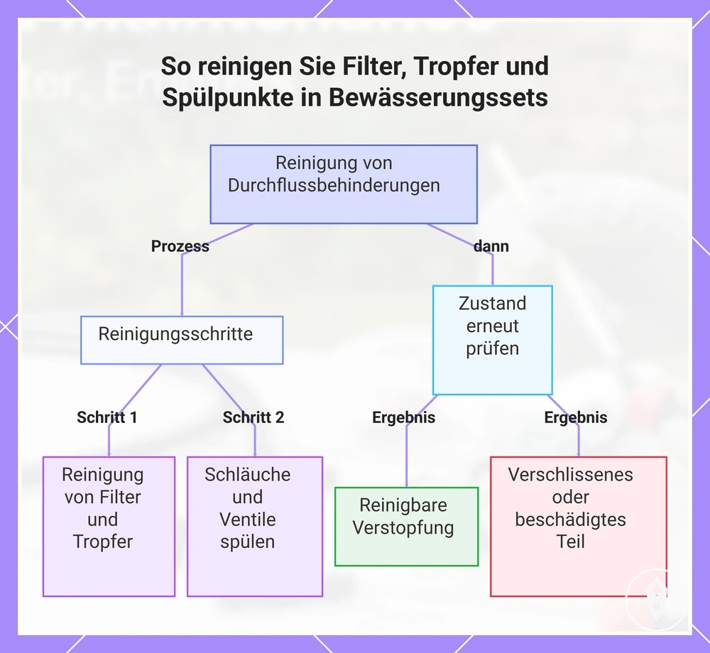 So reinigen Sie Filter, Tropfer und Spülpunkte in Bewässerungssets