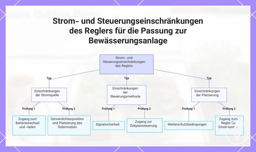 Strom- und Steuerungseinschränkungen des Reglers für die Passung zur Bewässerungsanlage