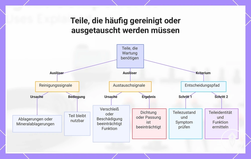 Teile, die häufig gereinigt oder ausgetauscht werden müssen