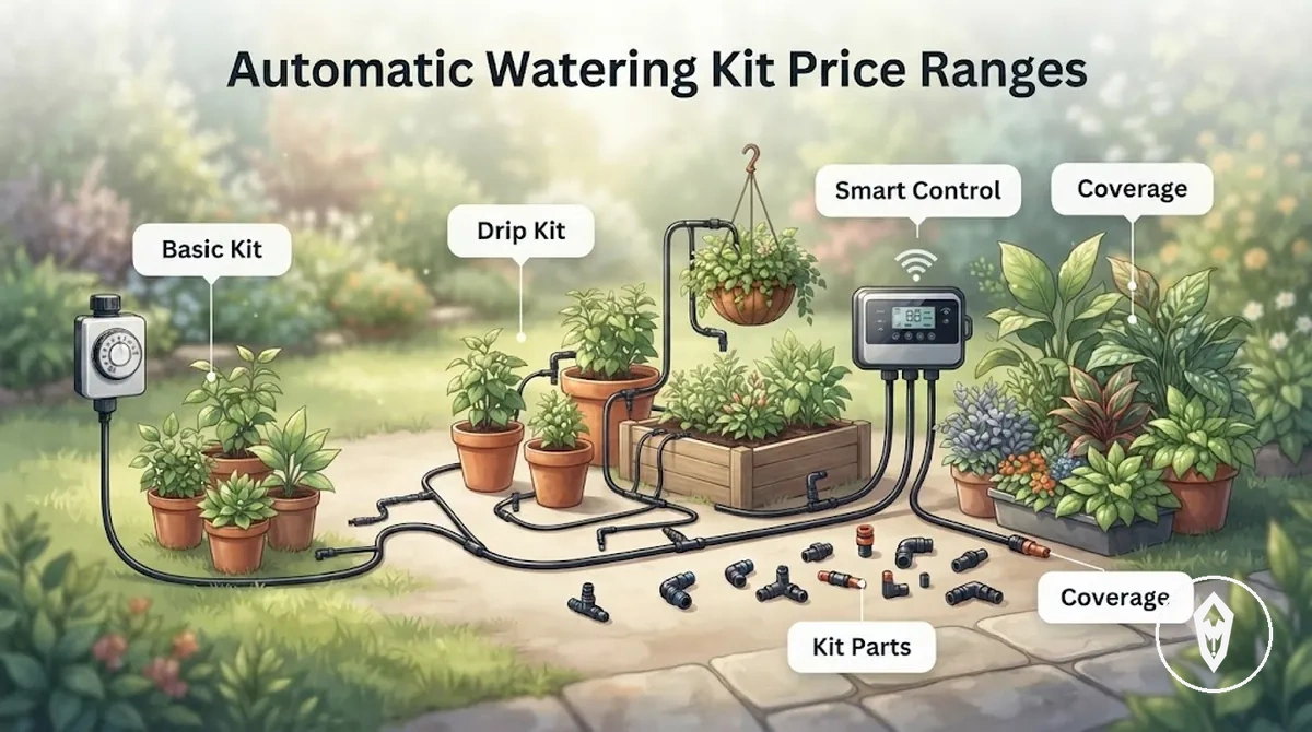 automatic watering kit price ranges shown with automatic watering kit parts and setup conditions