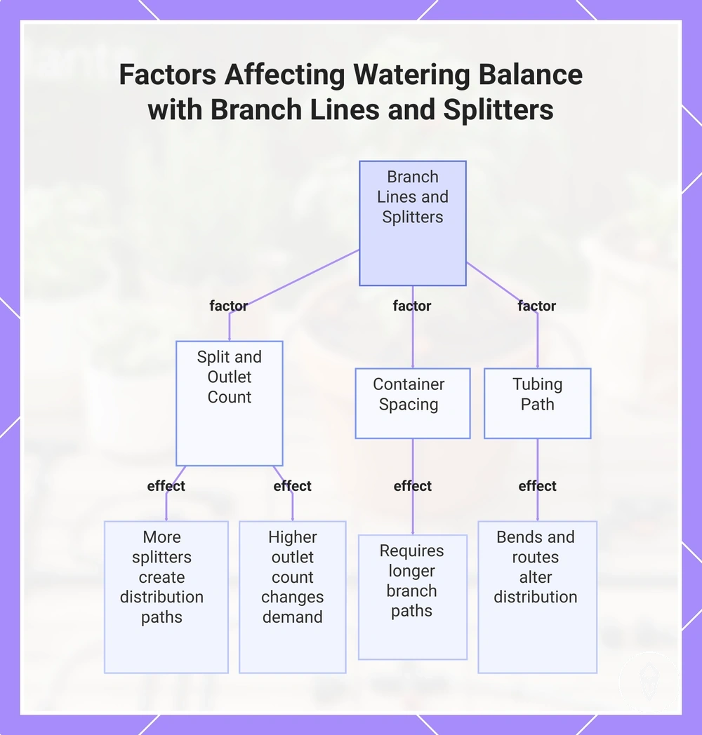 Factors Affecting Watering Balance with Branch Lines and Splitters