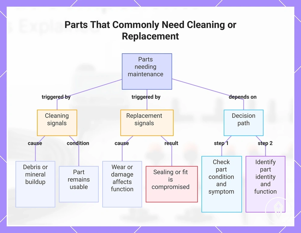 Parts That Commonly Need Cleaning or Replacement