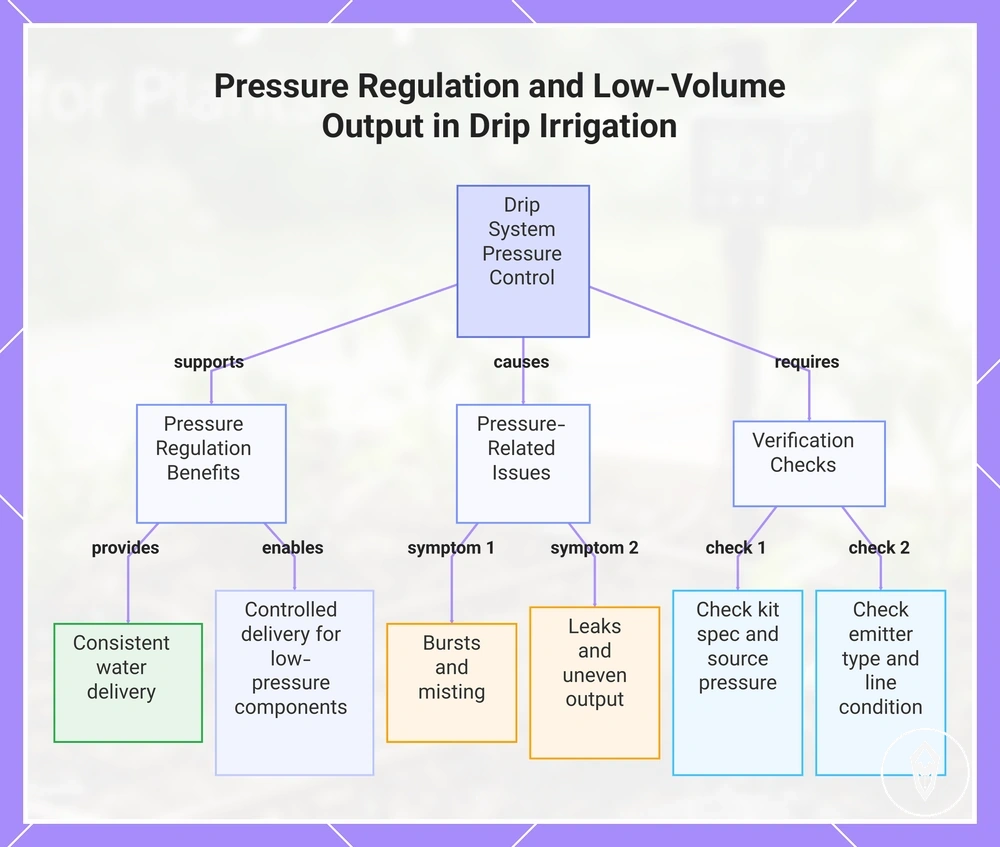 Pressure Regulation and Low-Volume Output in Drip Irrigation