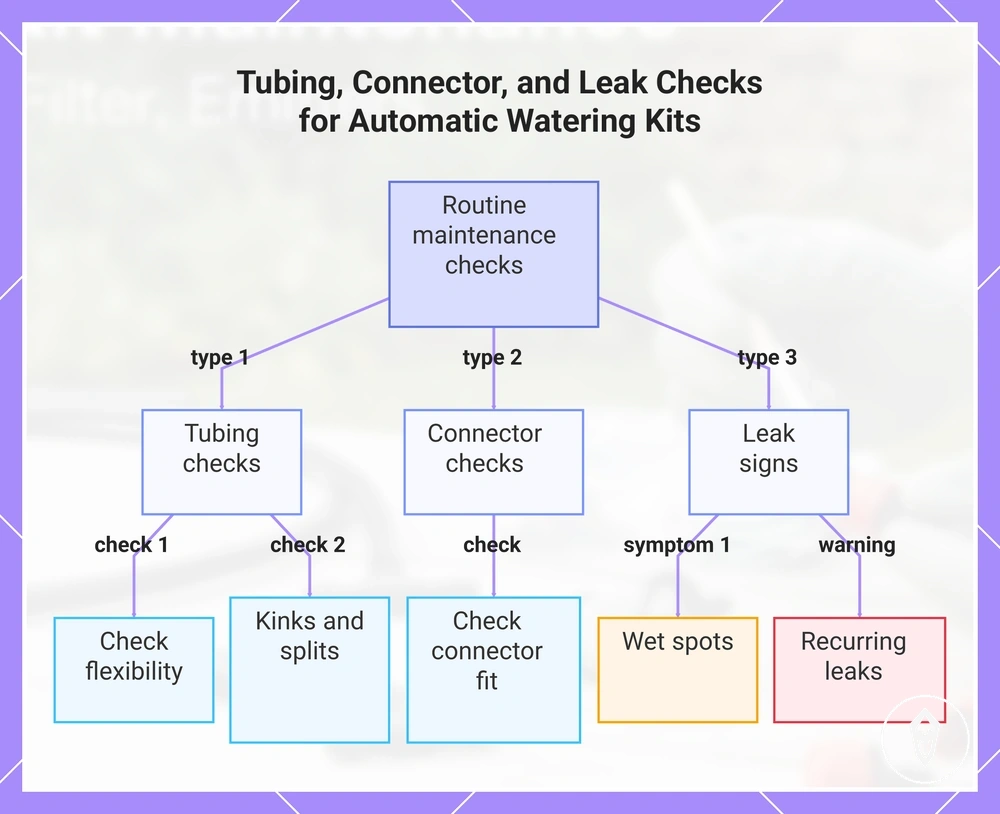 Tubing, Connector, and Leak Checks for Automatic Watering Kits