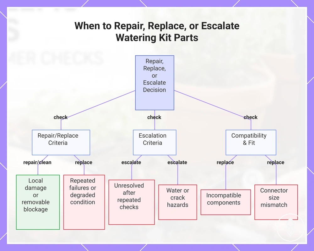 When to Repair, Replace, or Escalate Watering Kit Parts