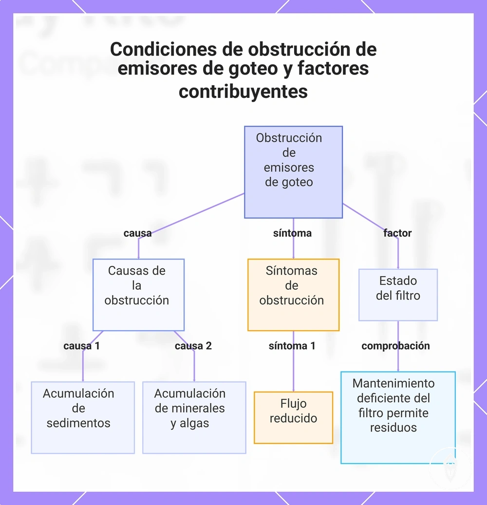 Condiciones de obstrucción de emisores de goteo y factores contribuyentes