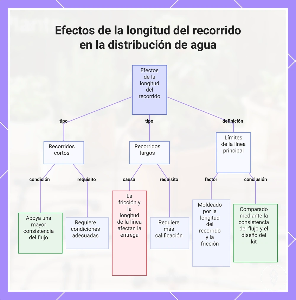 Efectos de la longitud del recorrido en la distribución de agua