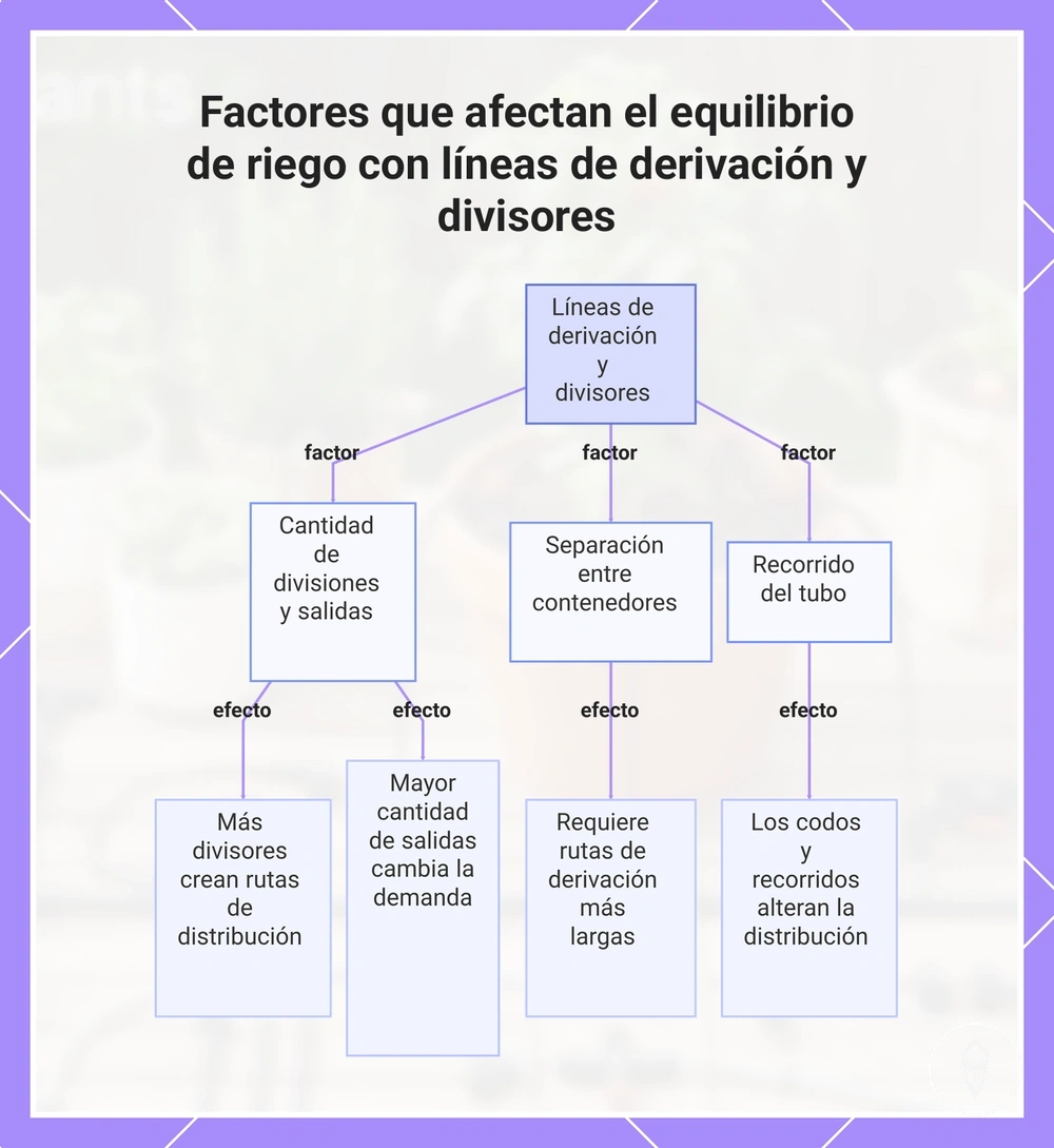 Factores que afectan el equilibrio de riego con líneas de derivación y divisores