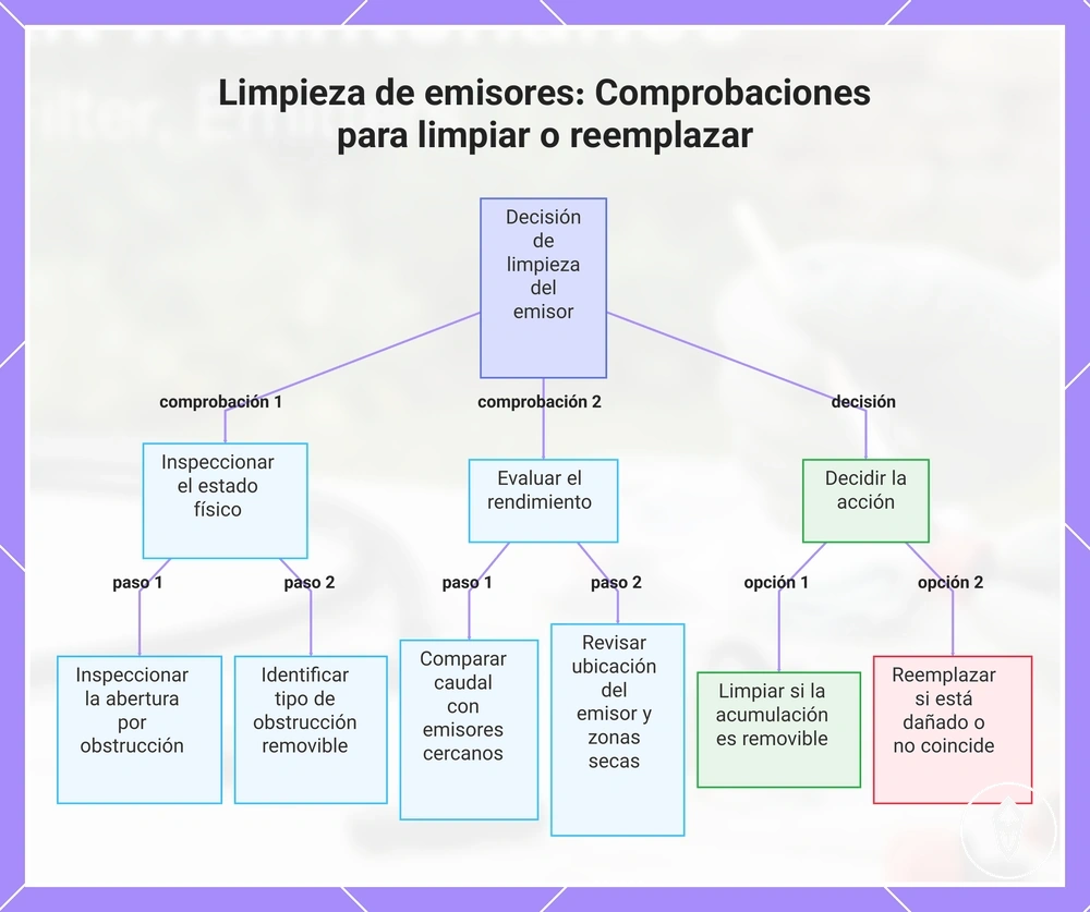 Limpieza de emisores: Comprobaciones para limpiar o reemplazar