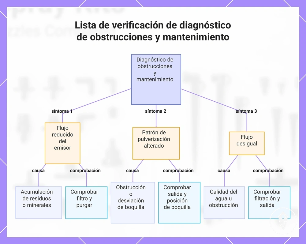 Lista de verificación de diagnóstico de obstrucciones y mantenimiento