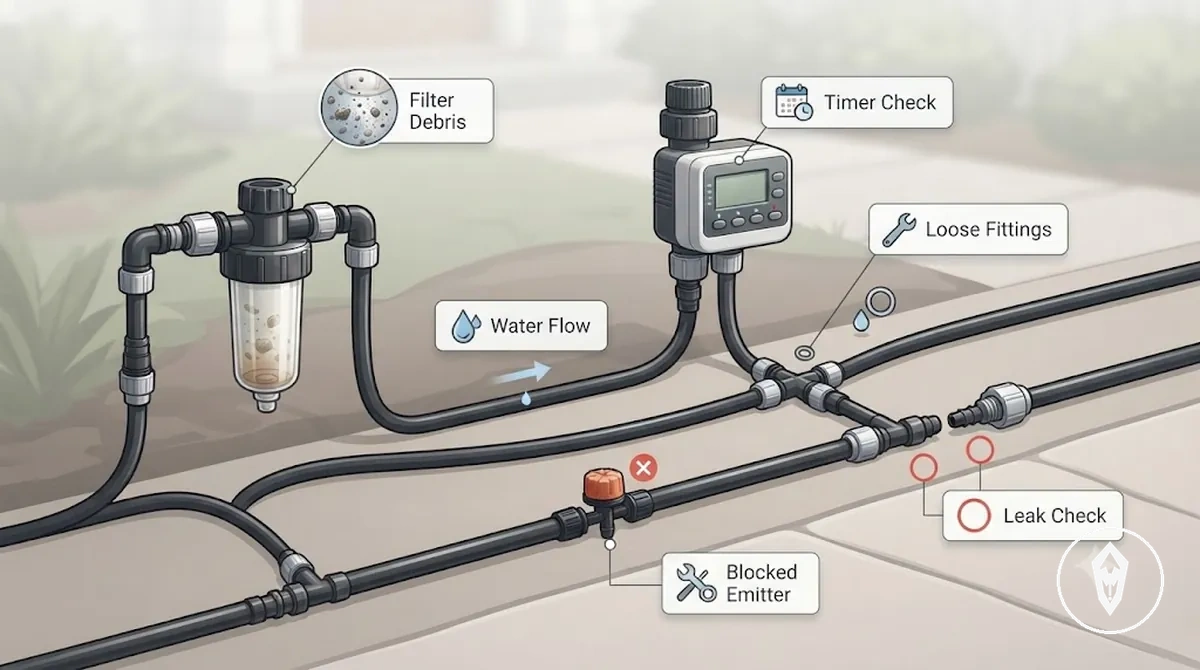 Pièces du kit d arrosage automatique vérifiées pour prévenir les obstructions les fuites et une distribution irrégulière de l eau