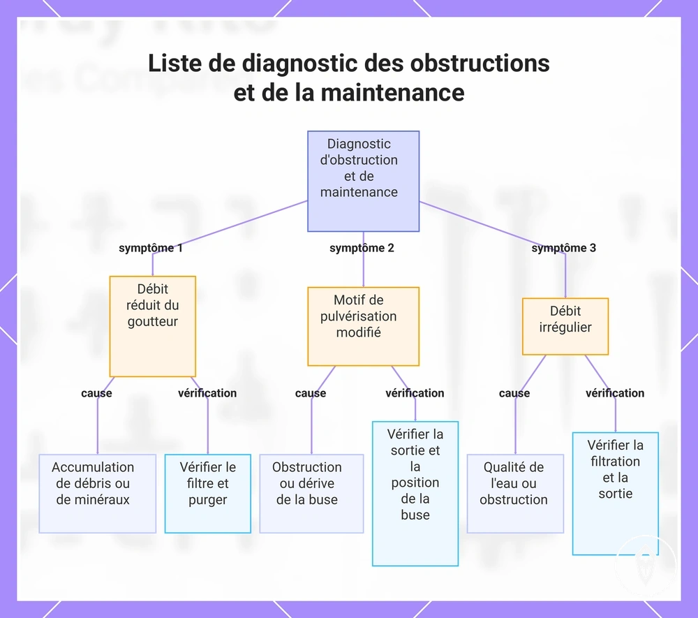 Liste de diagnostic des obstructions et de la maintenance