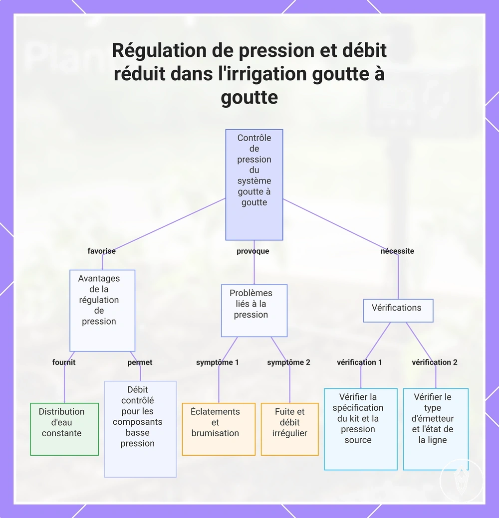 Régulation de pression et débit réduit dans l'irrigation goutte à goutte