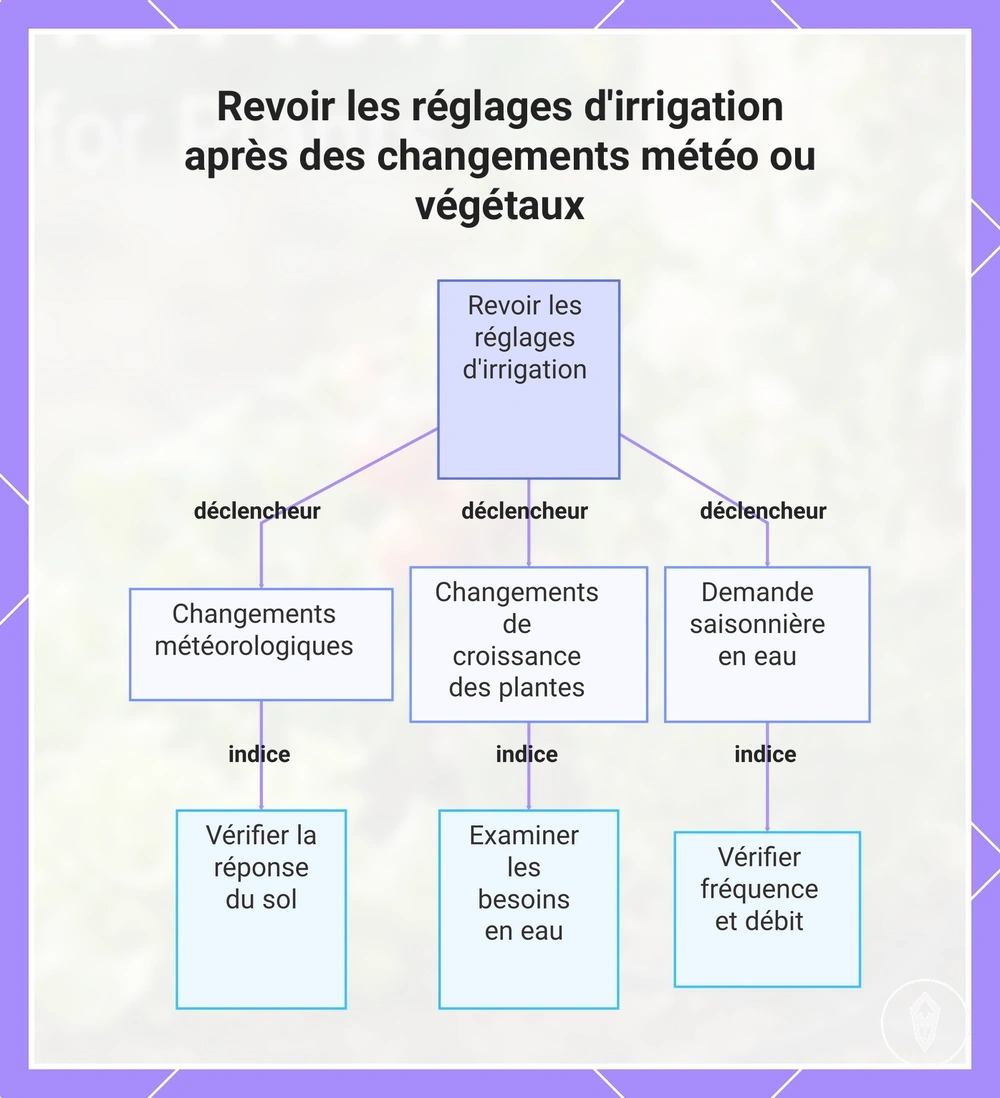 Revoir les réglages d'irrigation après des changements météo ou végétaux