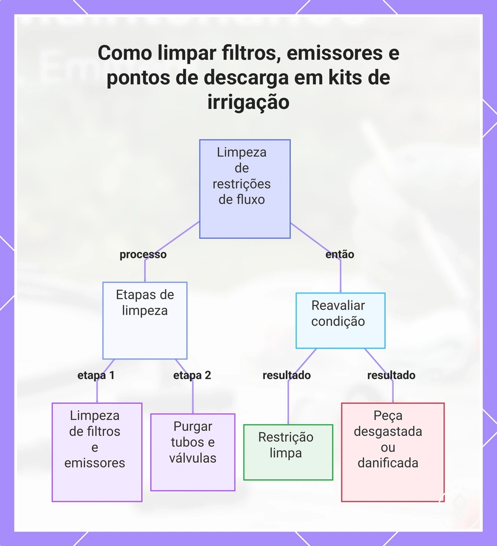 Como limpar filtros, emissores e pontos de descarga em kits de irrigação