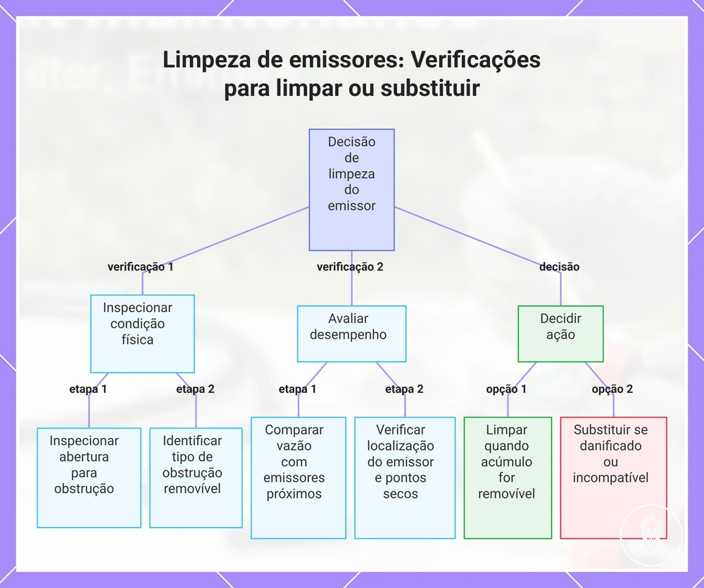 Limpeza de emissores: Verificações para limpar ou substituir