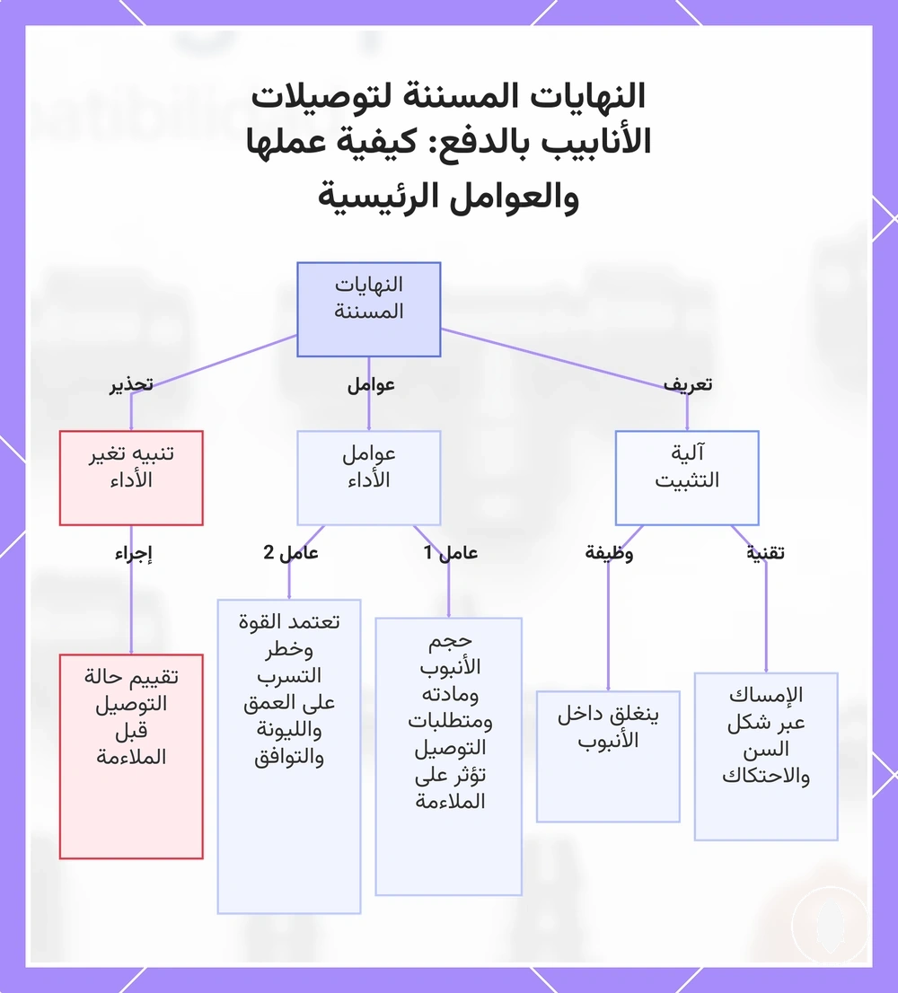 النهايات المسننة لتوصيلات الأنابيب بالدفع: كيفية عملها والعوامل الرئيسية