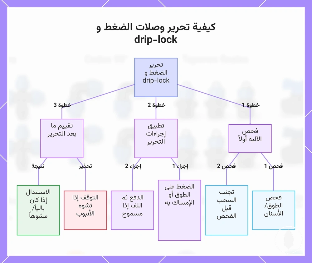 كيفية تحرير وصلات الضغط و drip-lock
