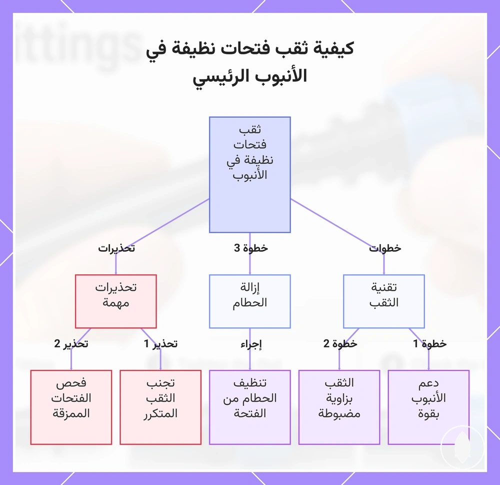 كيفية ثقب فتحات نظيفة في الأنبوب الرئيسي