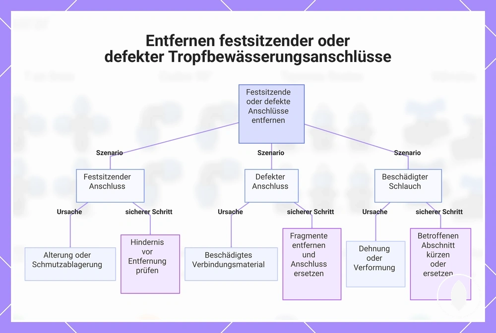 Entfernen festsitzender oder defekter Tropfbewässerungsanschlüsse