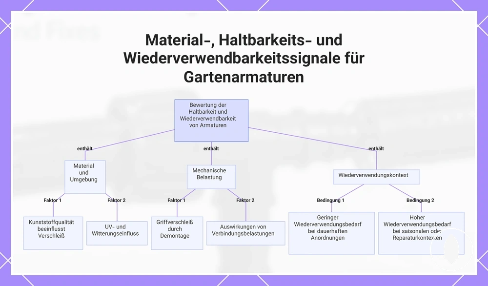 Material-, Haltbarkeits- und Wiederverwendbarkeitssignale für Gartenarmaturen