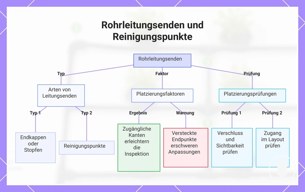 Rohrleitungsenden und Reinigungspunkte