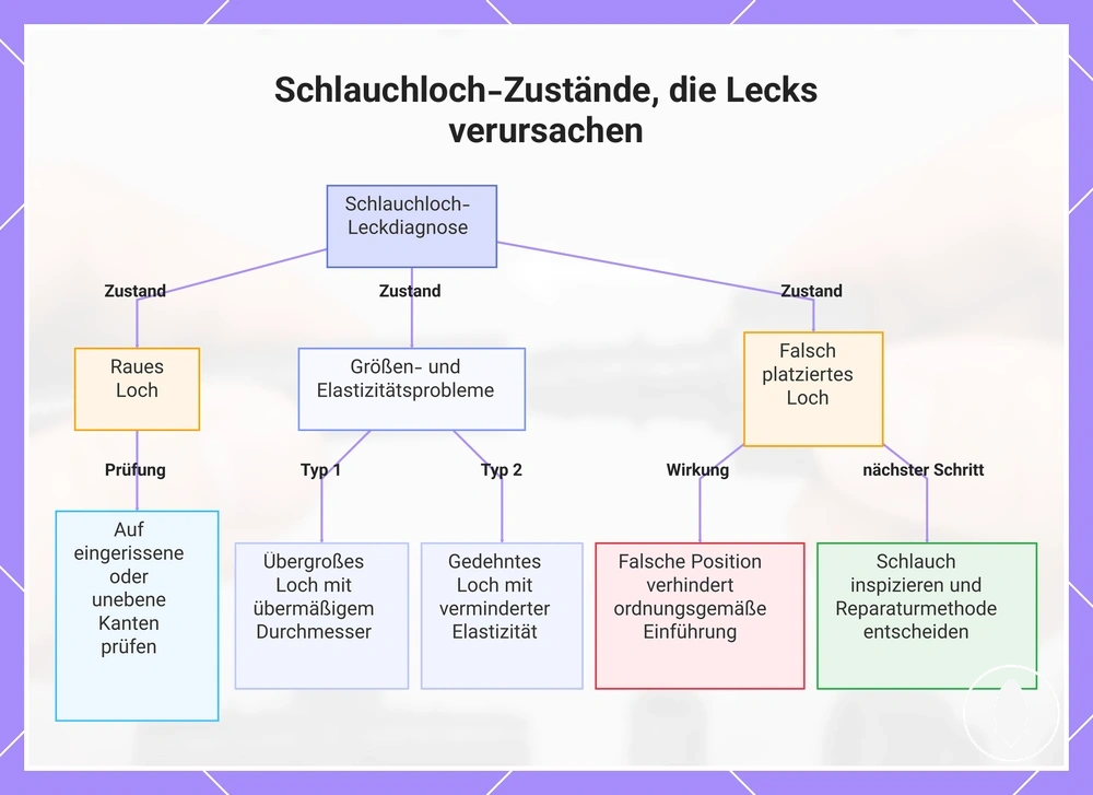 Schlauchloch-Zustände, die Lecks verursachen