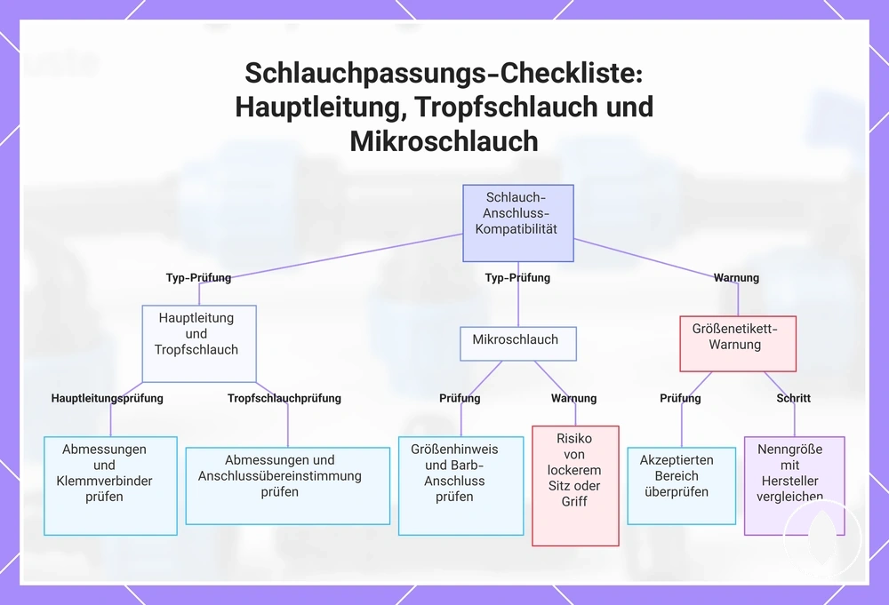 Schlauchpassungs-Checkliste: Hauptleitung, Tropfschlauch und Mikroschlauch