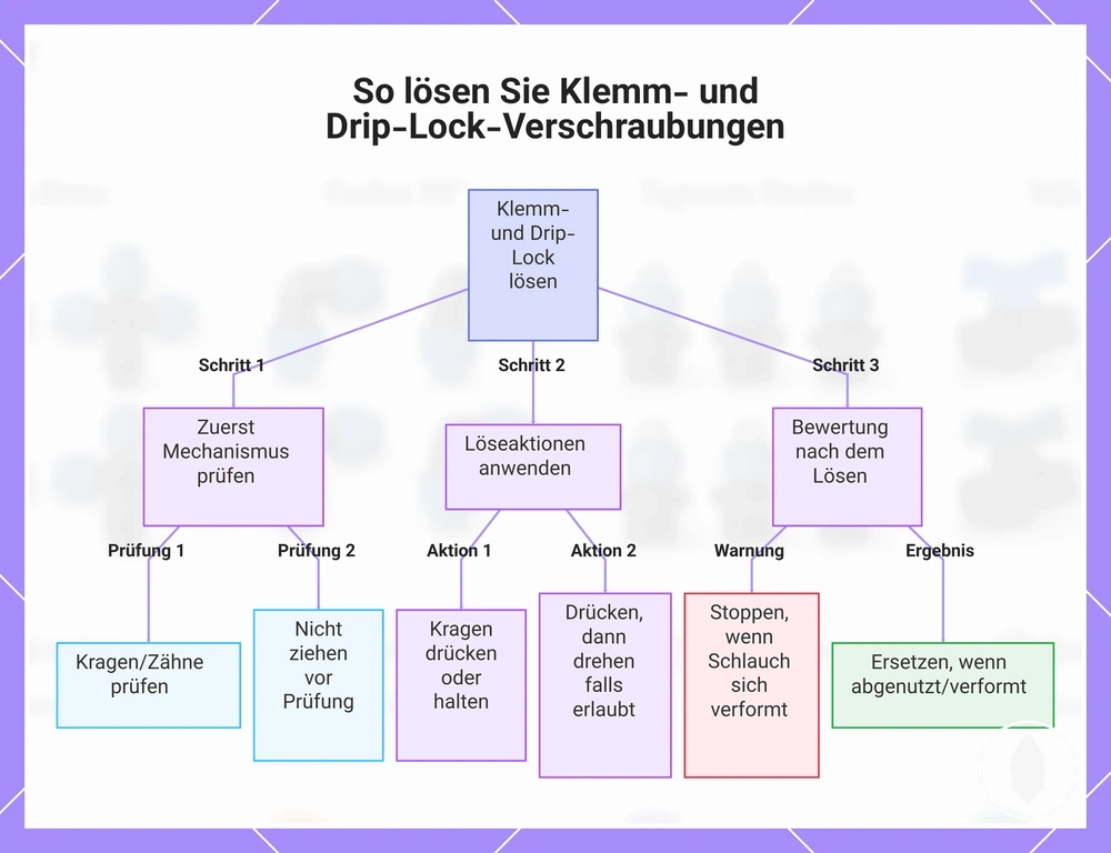 So lösen Sie Klemm- und Drip-Lock-Verschraubungen
