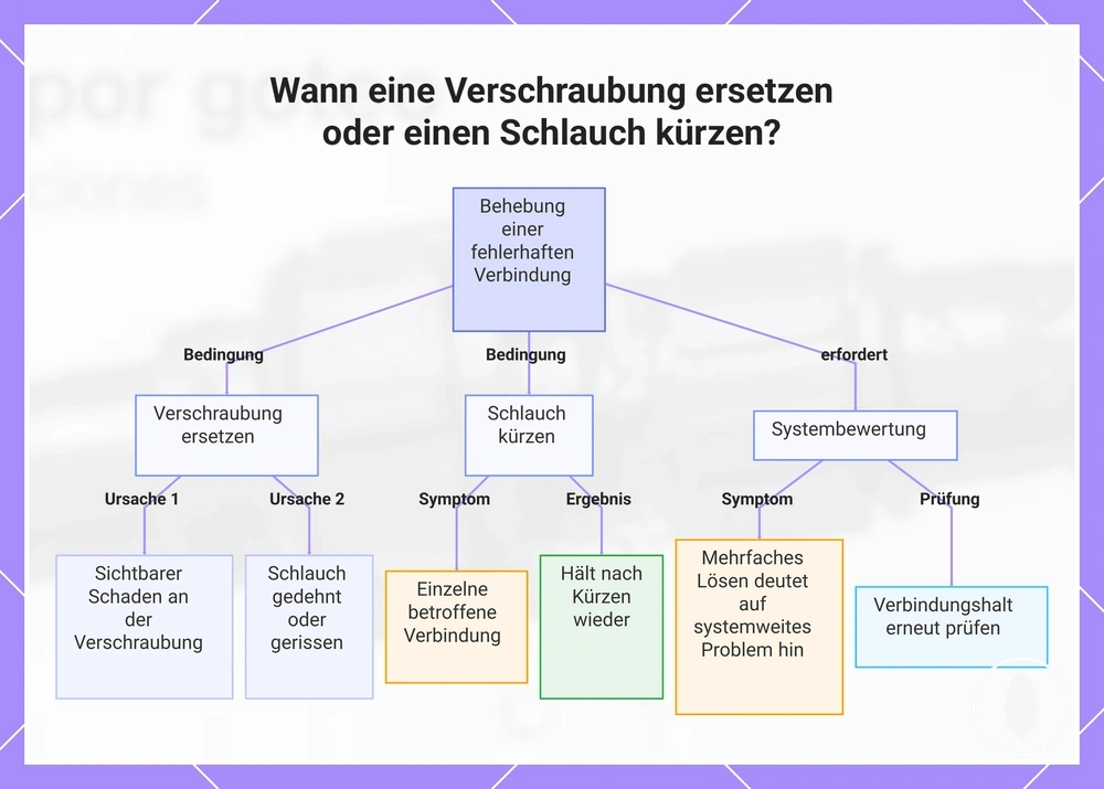 Wann eine Verschraubung ersetzen oder einen Schlauch kürzen?