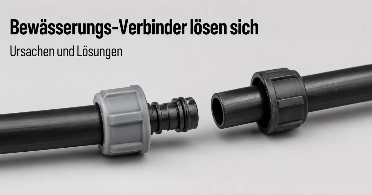 Ein Tropfbewässerungs-Verbinder hat sich unter Druck von der Leitung gelöst