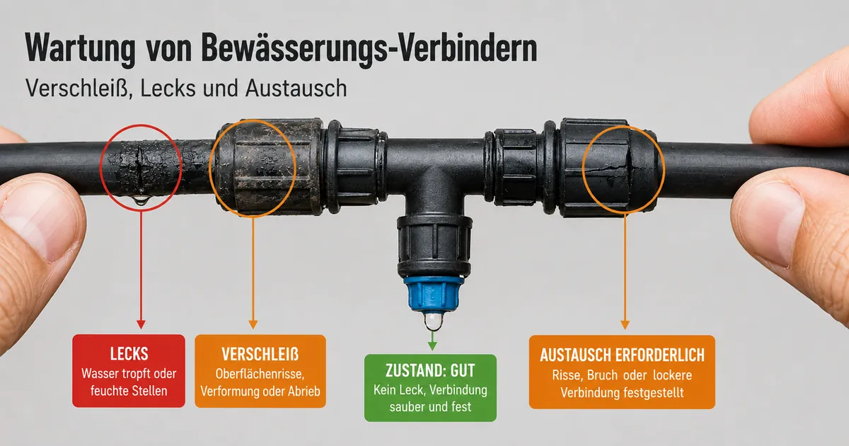 Tropfbewässerungs-Verbinder werden auf Verschleiß und Austauschbedarf geprüft