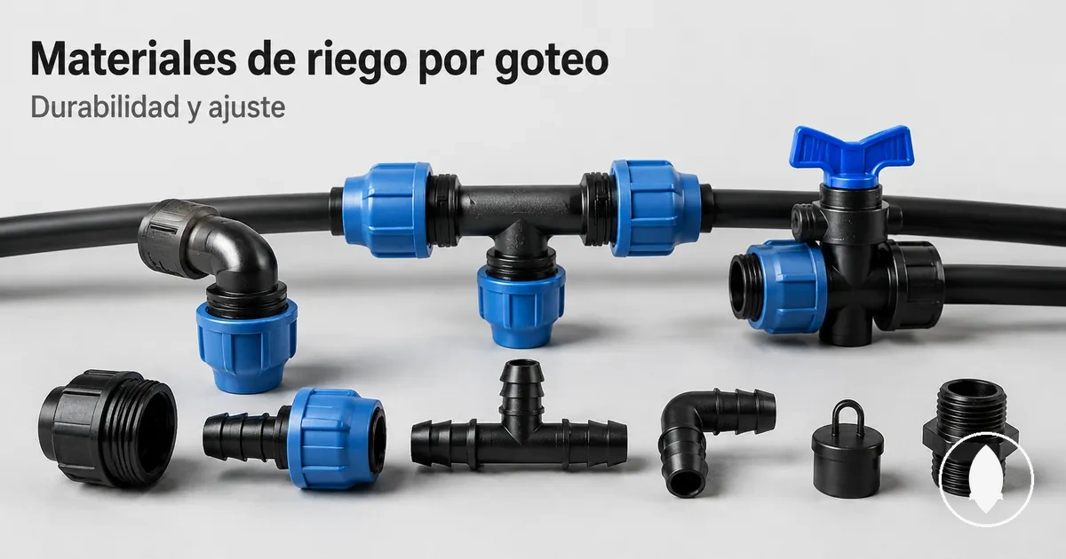 Checklist-style view of drip irrigation fittings for size, type, and compatibility checks