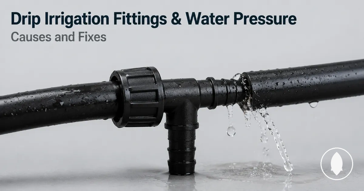 Assorted drip irrigation fittings showing common connector types and tubing connections