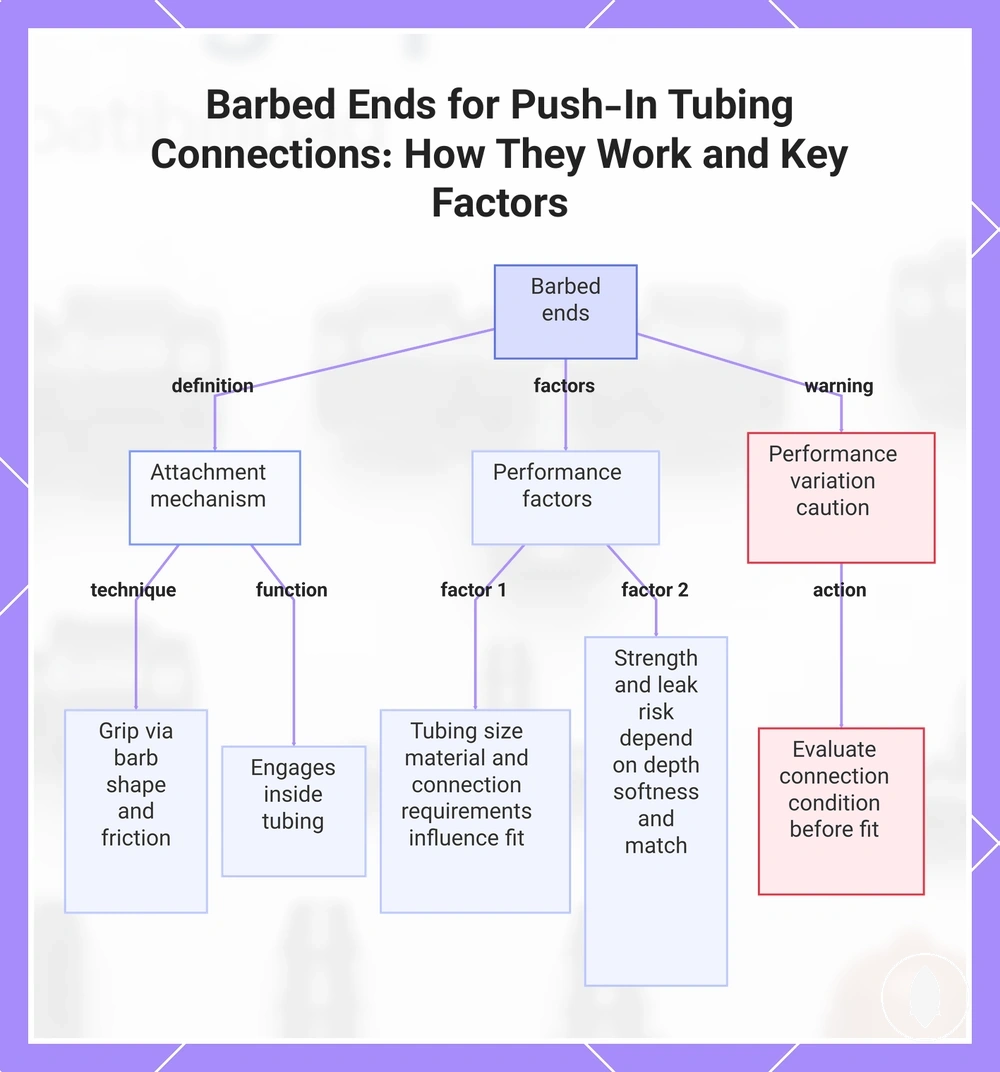 Barbed Ends for Push-In Tubing Connections: How They Work and Key Factors