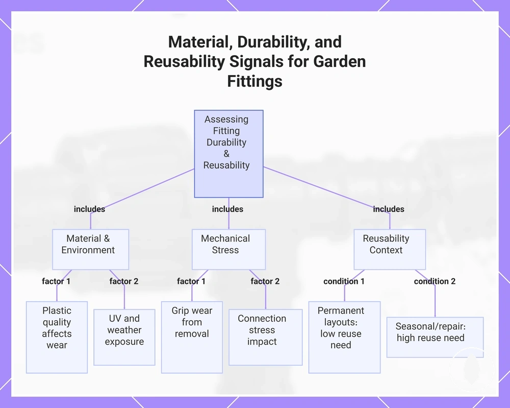 Material, Durability, and Reusability Signals for Garden Fittings
