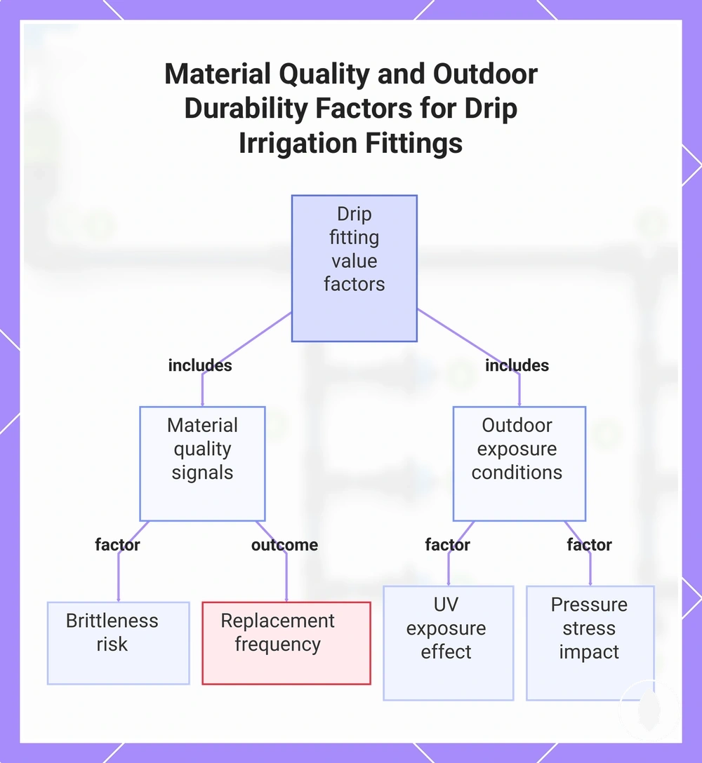 Material Quality and Outdoor Durability Factors for Drip Irrigation Fittings