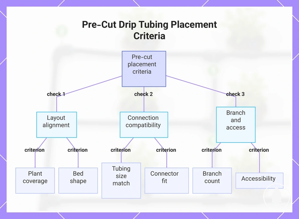 Pre-Cut Drip Tubing Placement Criteria