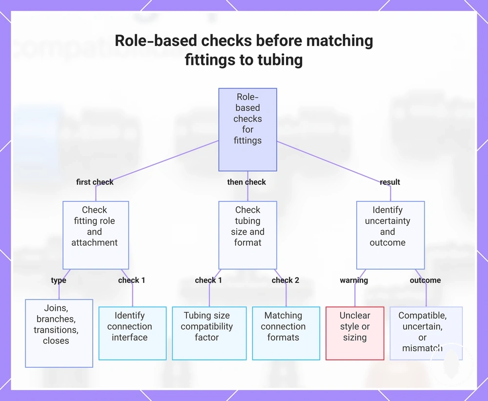 Role-based checks before matching fittings to tubing