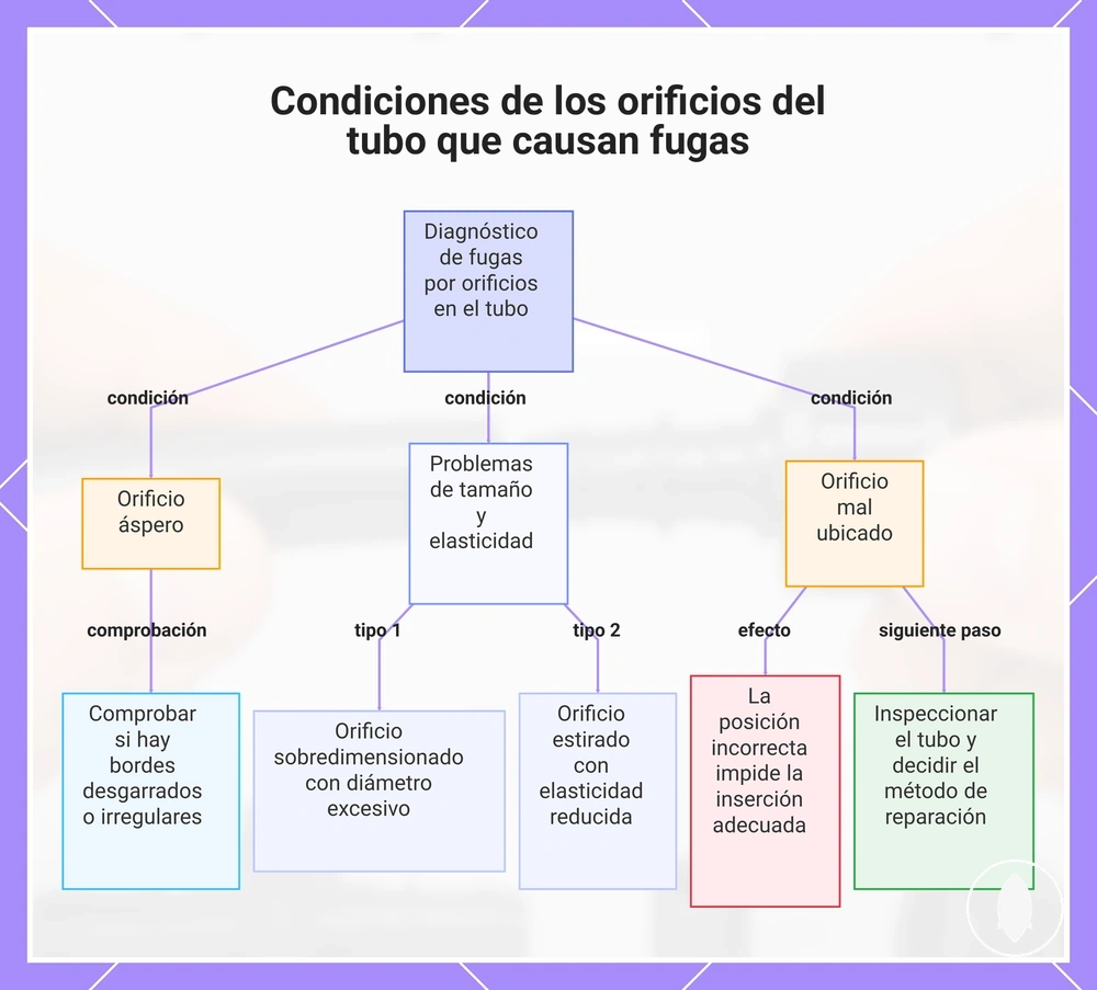 Condiciones de los orificios del tubo que causan fugas