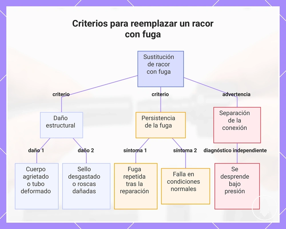Criterios para reemplazar un racor con fuga