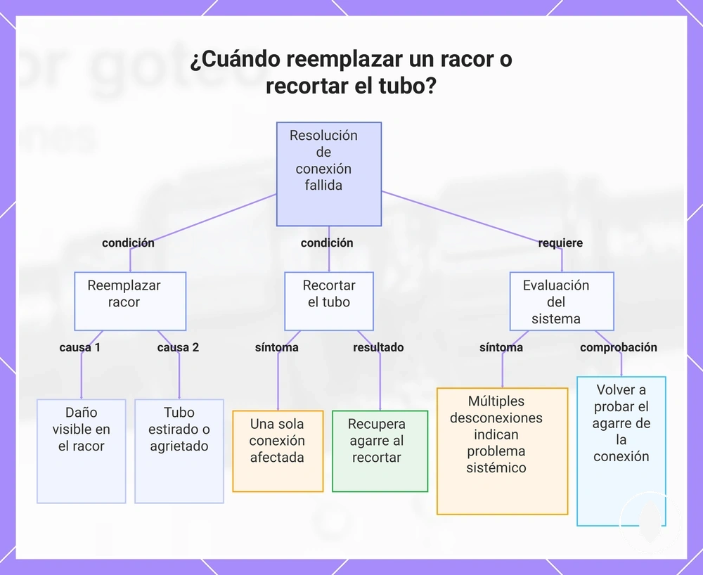 ¿Cuándo reemplazar un racor o recortar el tubo?