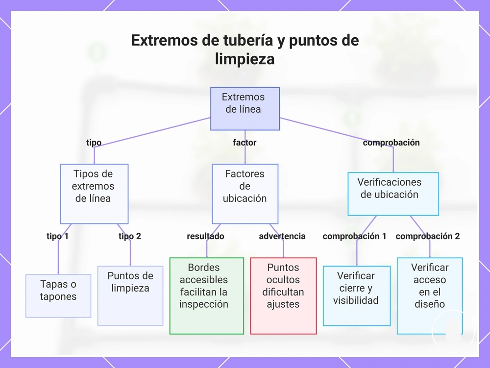 Extremos de tubería y puntos de limpieza