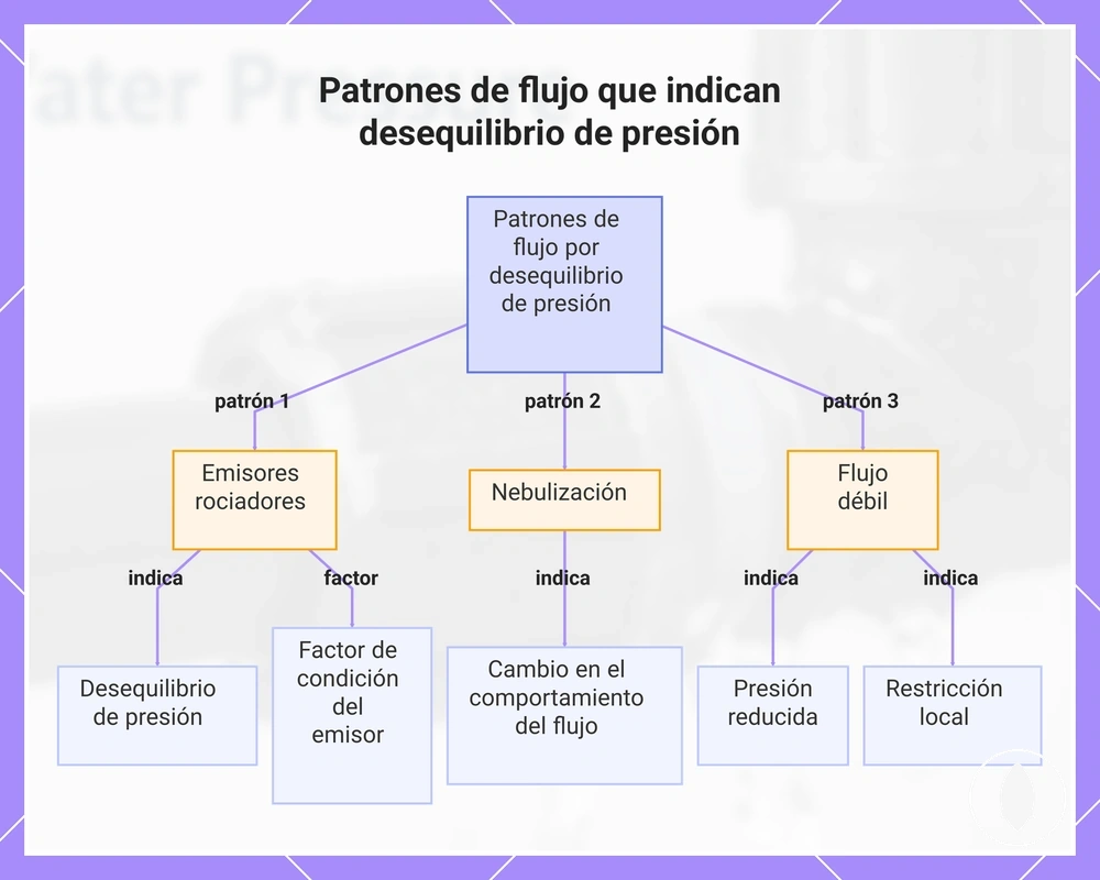 Patrones de flujo que indican desequilibrio de presión