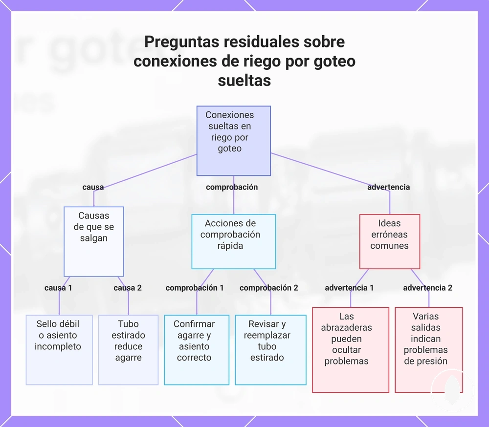 Preguntas residuales sobre conexiones de riego por goteo sueltas